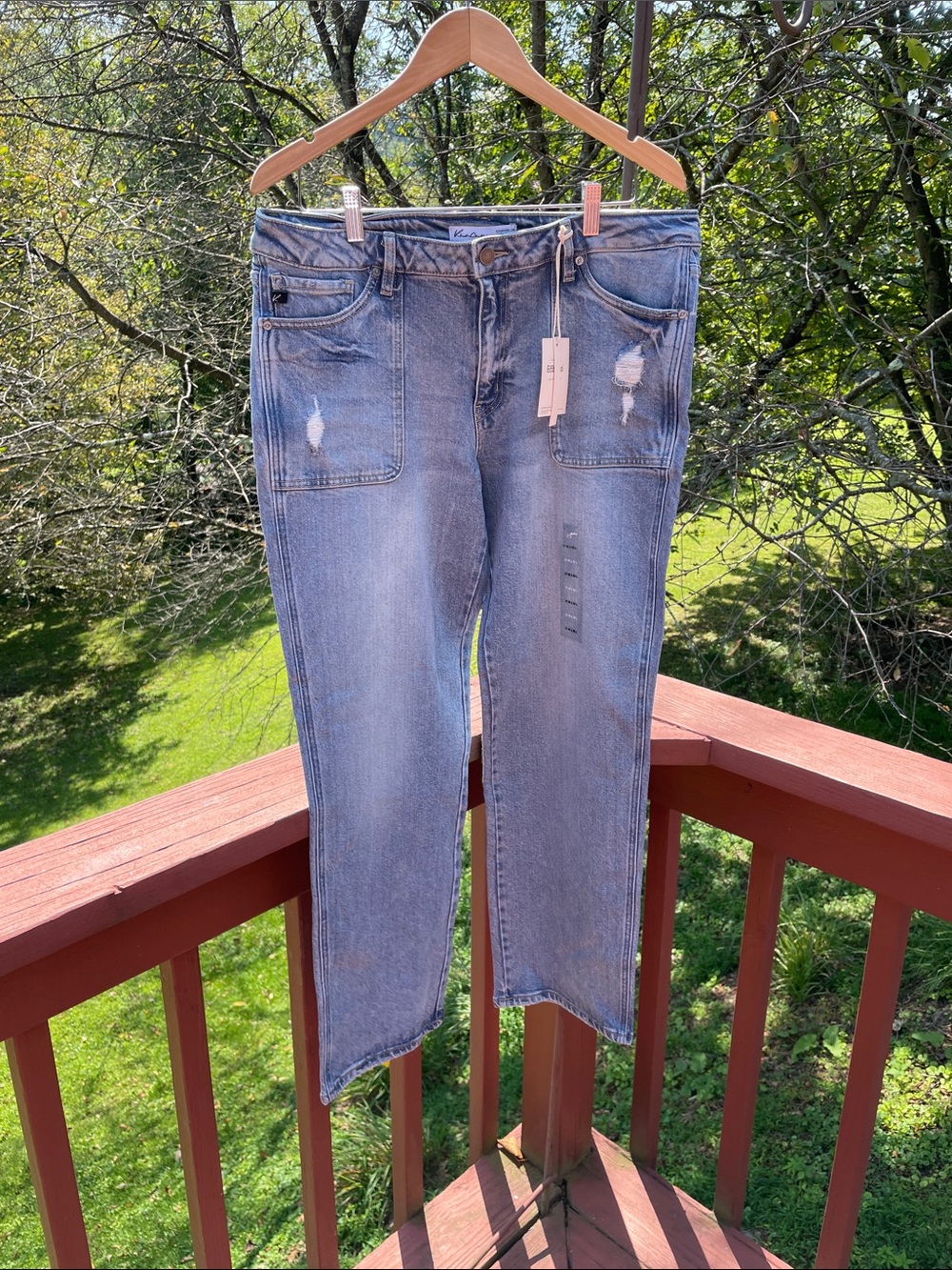 KanCan Maurice’s Light Wash Straight Leg Jeans with Distressing EcoVero NWT